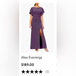 Shimmer flutter sleeve gown by Alex Evening. Size 6